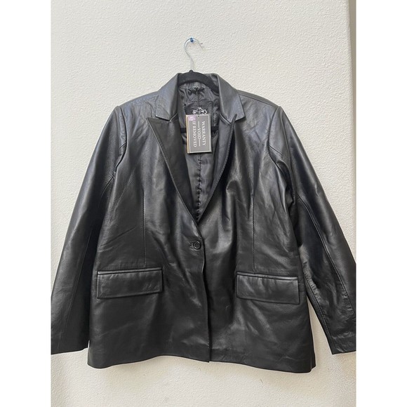 REAL LEATHER - Black Leather Jacket - Front Pockets - Size 3XL " NEW" With Tags - Picture 1 of 4